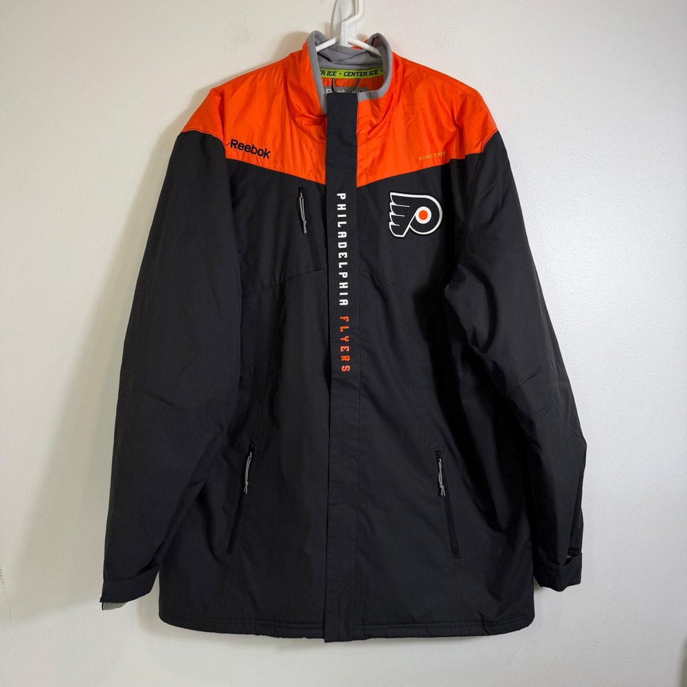 Reebok Jacket Men XL Black Orange Philadelphia Flyers NHL Center Ice KineticFit